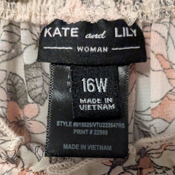 Kate And Lily Floral Long Sleeve Midi Dress Sheer Lined Tiered Sz 16W - Picture 10 of 12